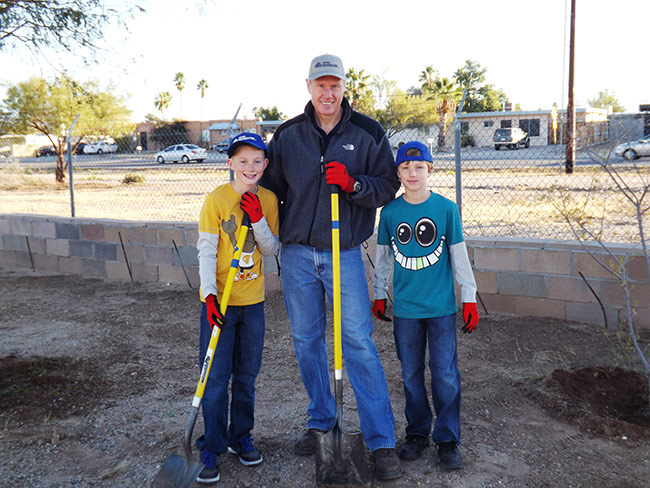 Nelson and boys at the Arizona Builders' Alliance Volunteer Day 2012
