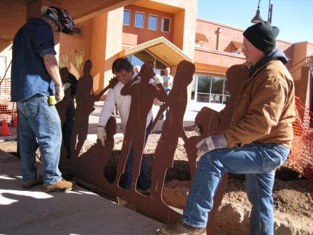 J.B. Steel Employees Installing Steel Sculpture