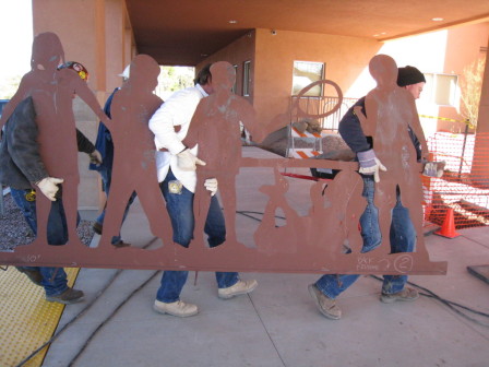 J.B. Steel Employees Installing Steel Sculpture